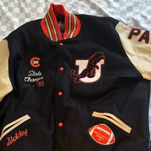 Black and Cream Varsity Jacket